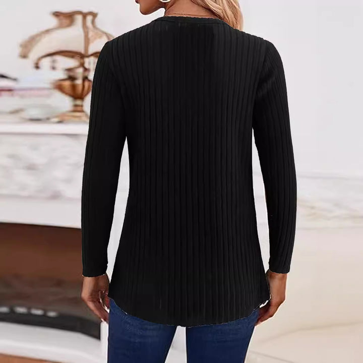 Knit sweater for women with button details on the sides and structured rib design Lune London