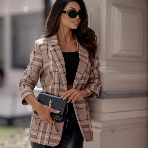 Plaid blazer jacket for women with elegant cut Lune London