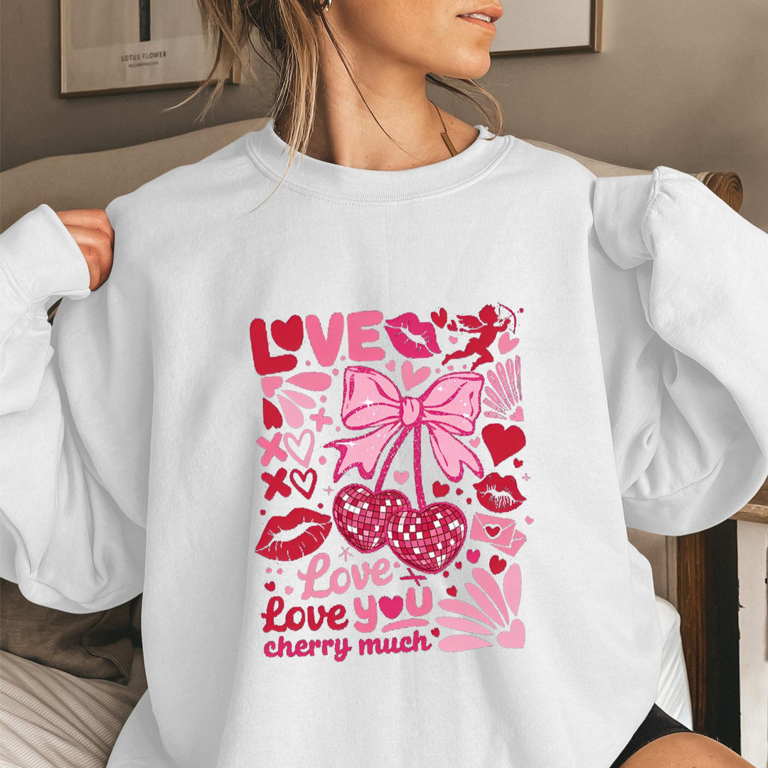 Sweat-shirt pour femmes avec des manches volumineuses et un motif cerise ludique Chic & Stil