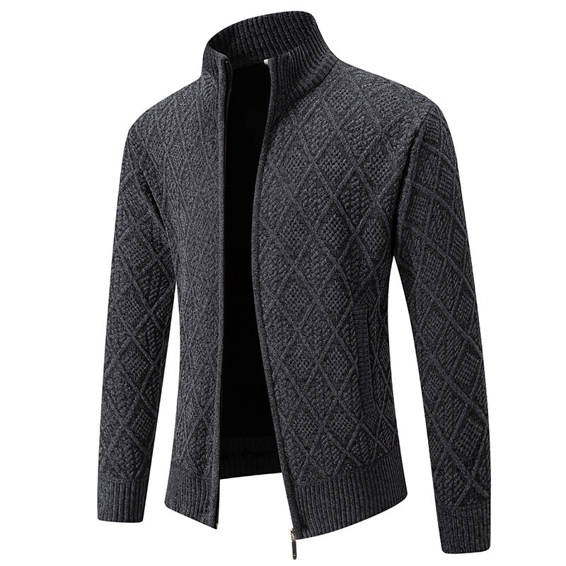 Men's knitted jacket with structured design and high collar Lune London