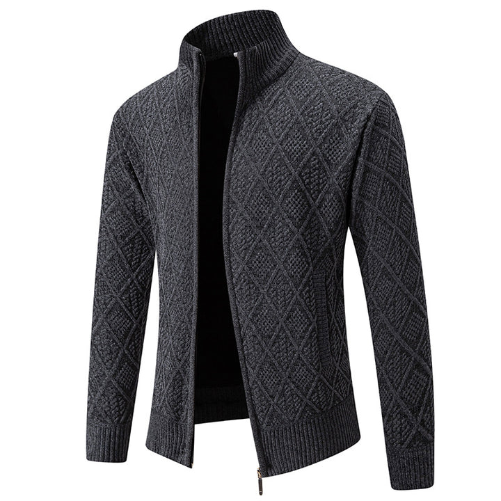 Men's knitted jacket with structured design and high collar Lune London