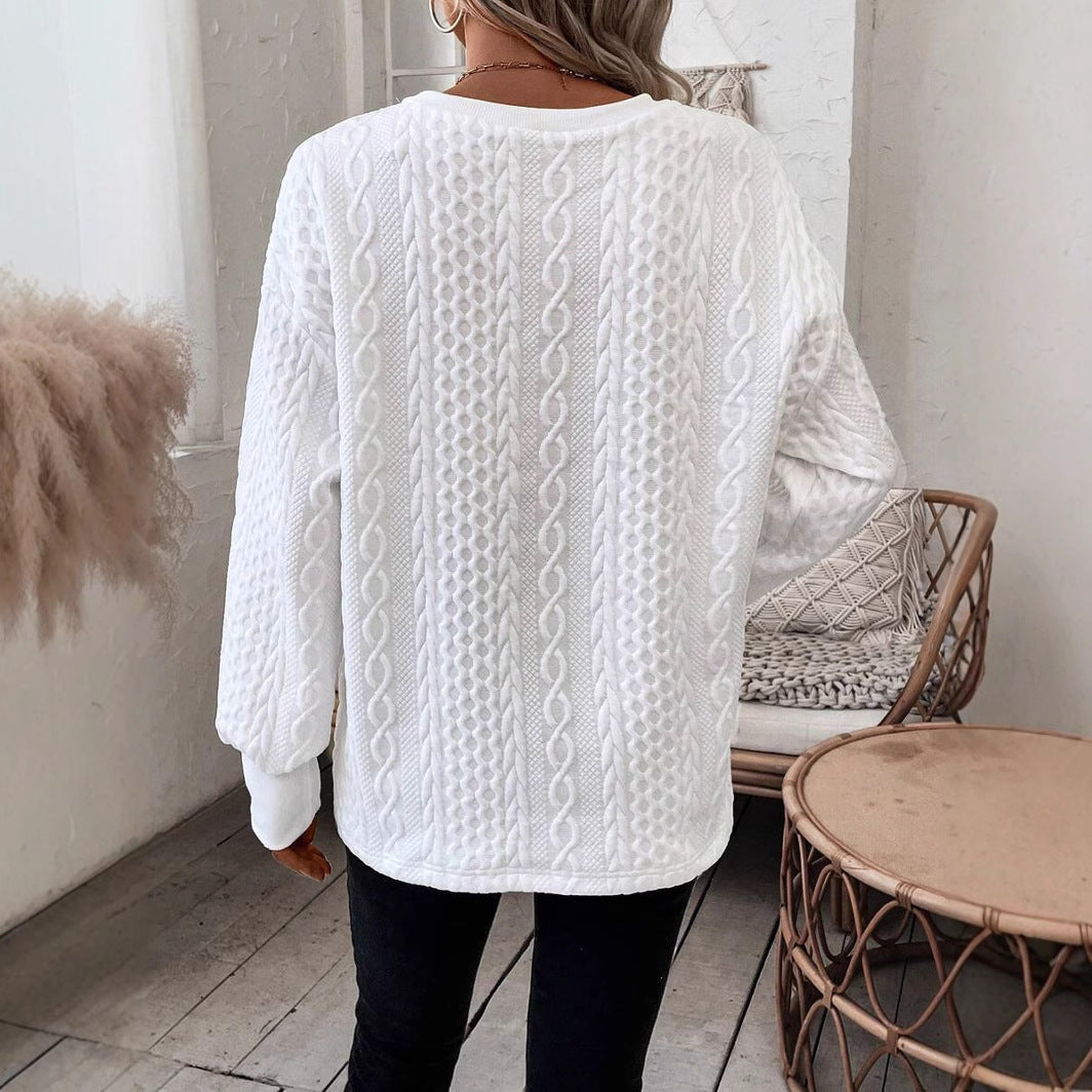 Knit sweater for women with a deep V-neck and a textured pattern Lune London