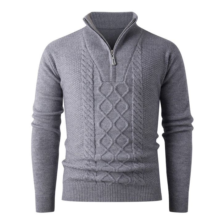 Men's Elegant Knit Sweater with High Collar and Zip Lune London