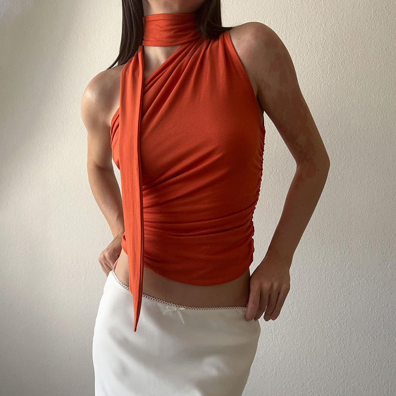 Ladies high collar ruffle top Lune London