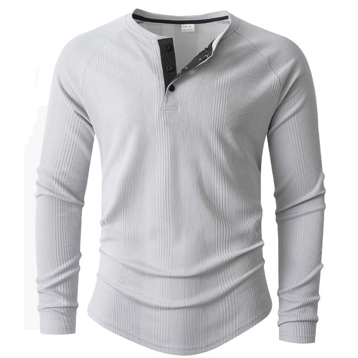 Men's Long Sleeve Textured Surface Henley Shirt Lune London