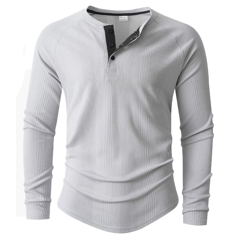 Men's Long Sleeve Henley Shirt with Structured Surface Lune London
