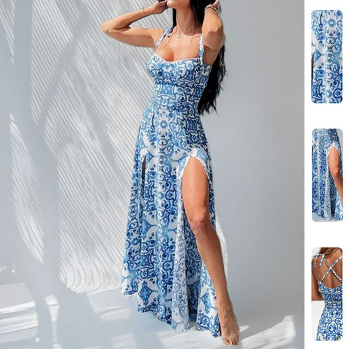 Robe maxi pour femmes avec fentes latérales et embellissements en dentelle Chic & Stil