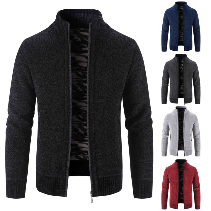 Men's knit jacket with high collar and practical zippered pockets Lune London