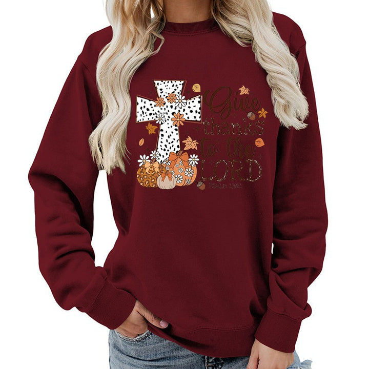 Sweat-shirt pour femmes avec impression croisée créative et design automnal Chic & Stil