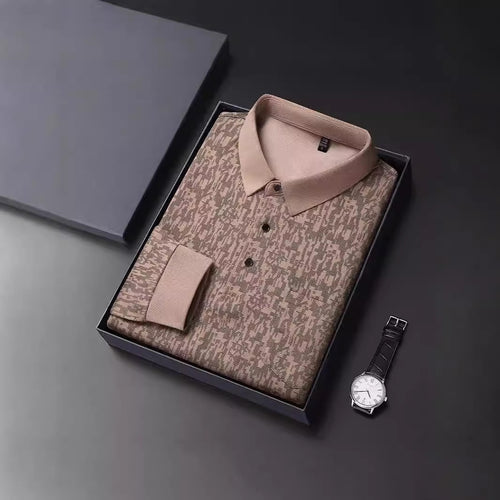 Polo shirt for men with graphic pattern and breathable functional material Lune London
