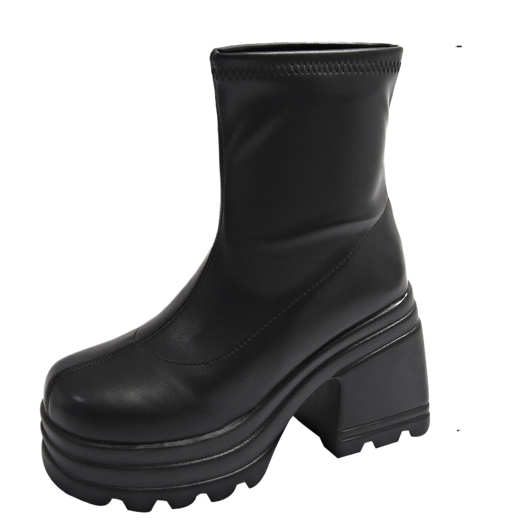 Trendy high shaft boots for women with a wide block heel Lune London