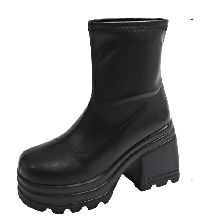 Trendy high shaft boots for women with a wide block heel Lune London