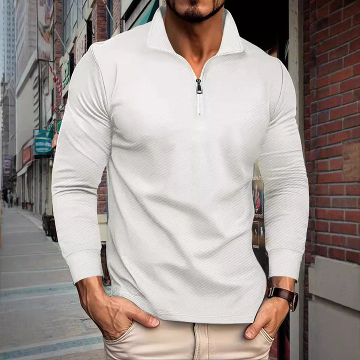 Long sleeve shirt for men with high collar and practical zip opening Lune London