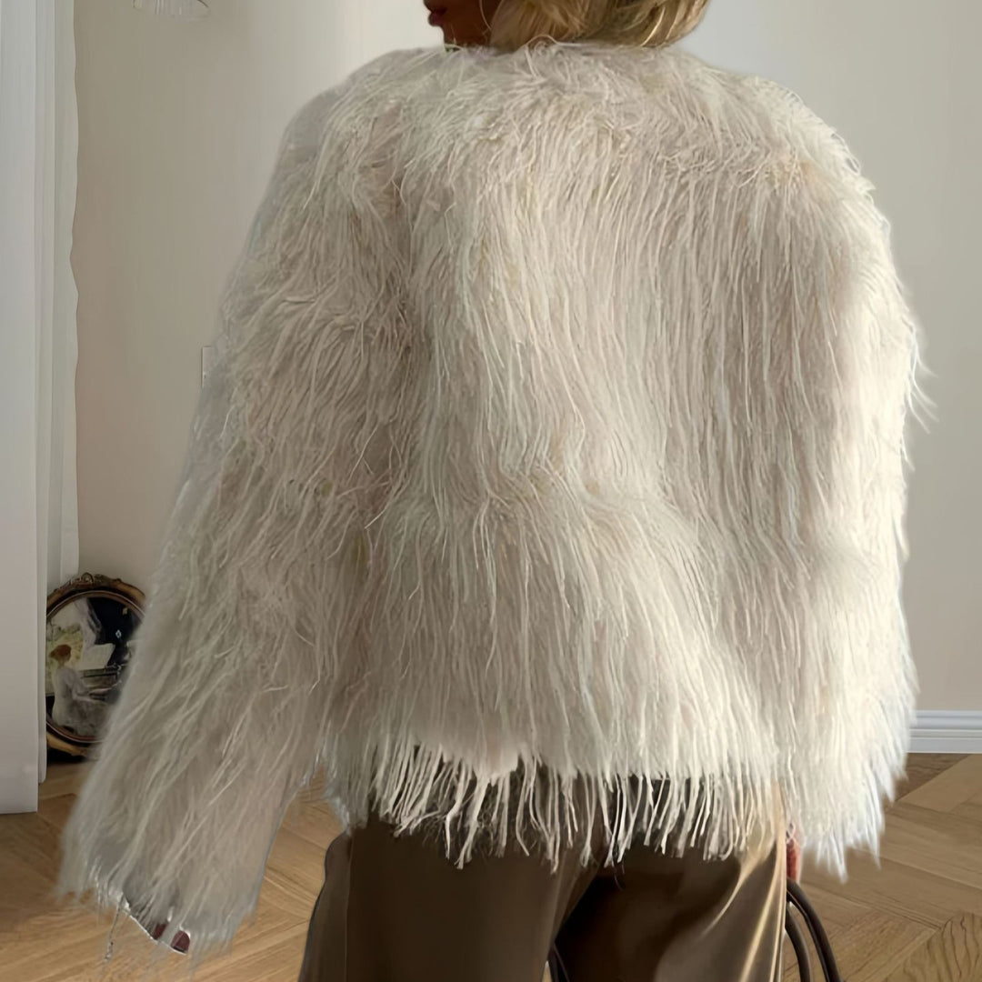Ladies Chic and Stylish Oversized Sleeve Faux Fur Jacket