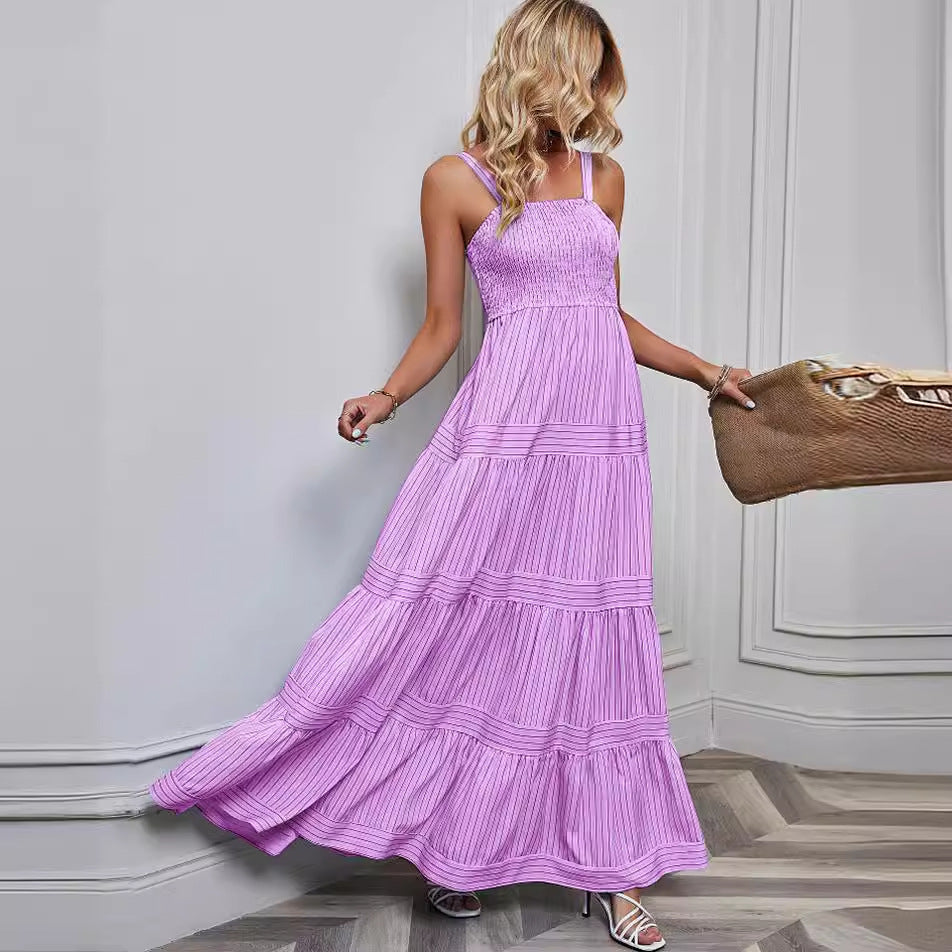 Maximalist pleated dress for women with elastic top and voluminous skirt Chic & Stil