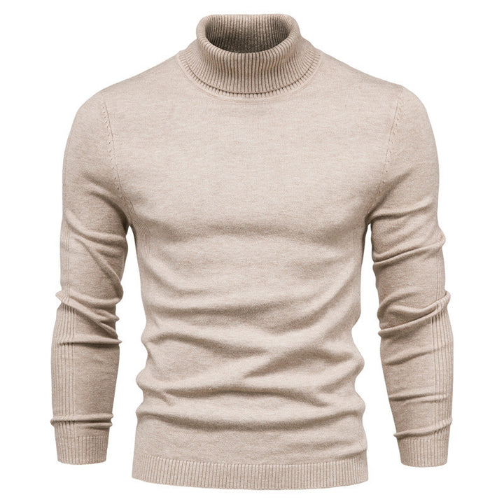 Knit sweater for men with high collar and fine rib pattern Lune London