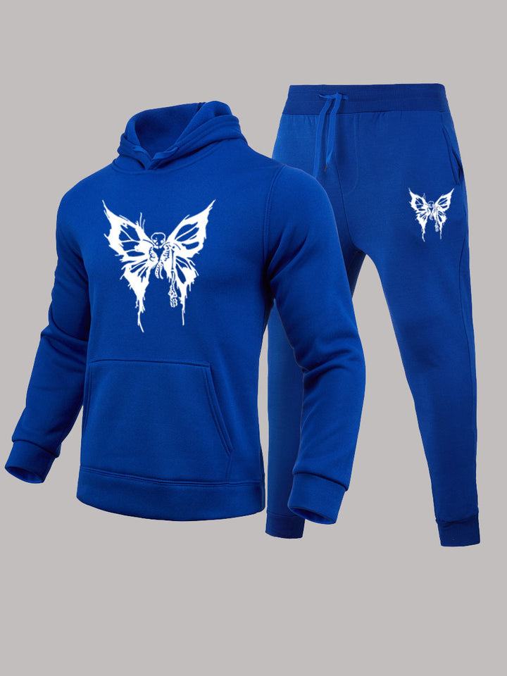 Lune London women's sports hoodie and jogger pants set with detailed butterfly pattern