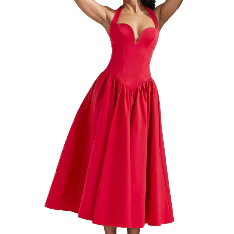 Robe de soirée pour femmes de haute qualité avec décolleté en cœur profond et jupe volumineuse Chic & Stil