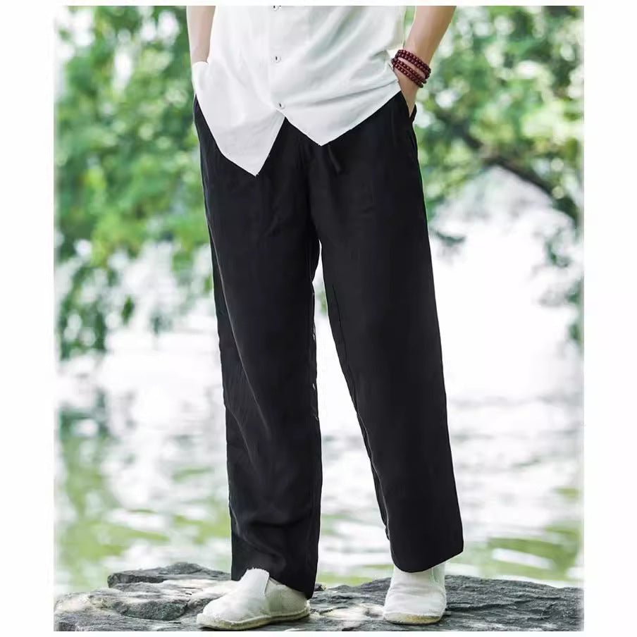 Casual linen pants for men with elastic waist and practical side pockets Lune London