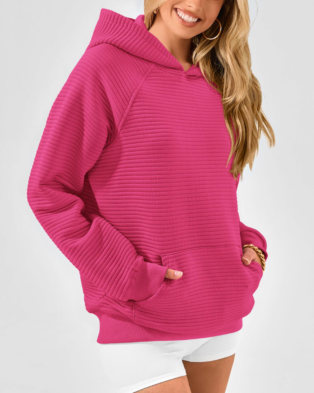 Cozy honeycomb sweater for women with hood and kangaroo pocket Lune London