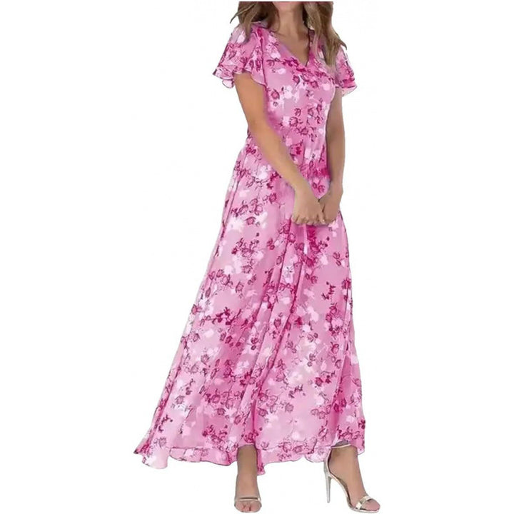 Maxi dress for women with elegant ruffle details and a chic floral design