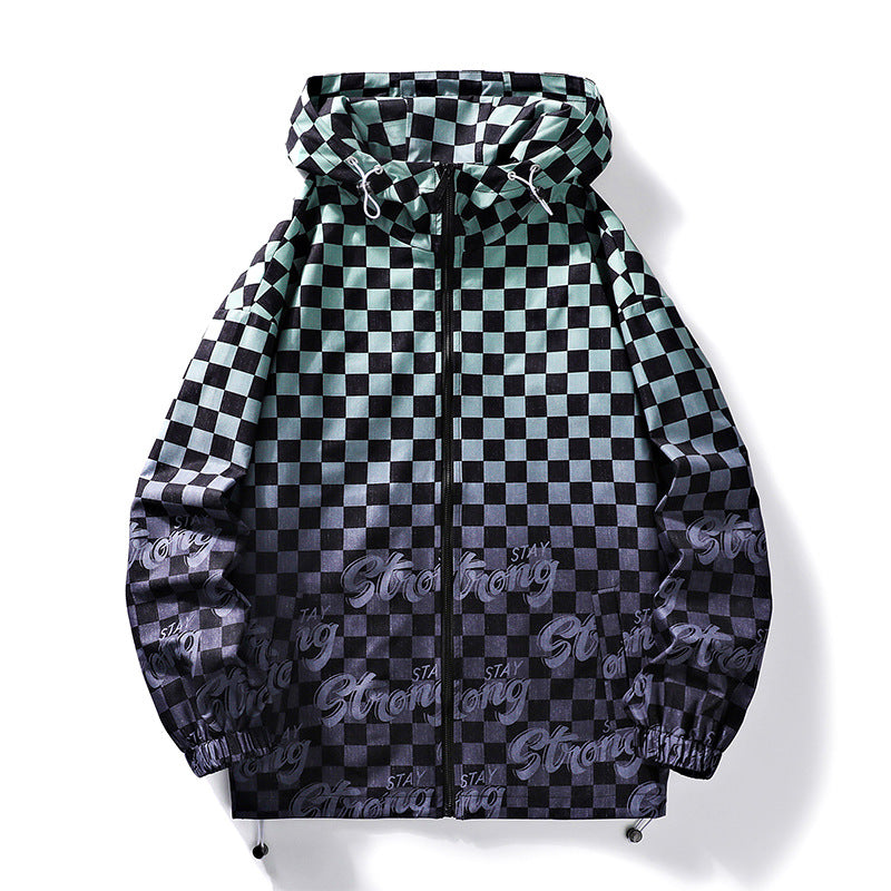 Unisex Stylish Checkered Pattern Sports Hoodie