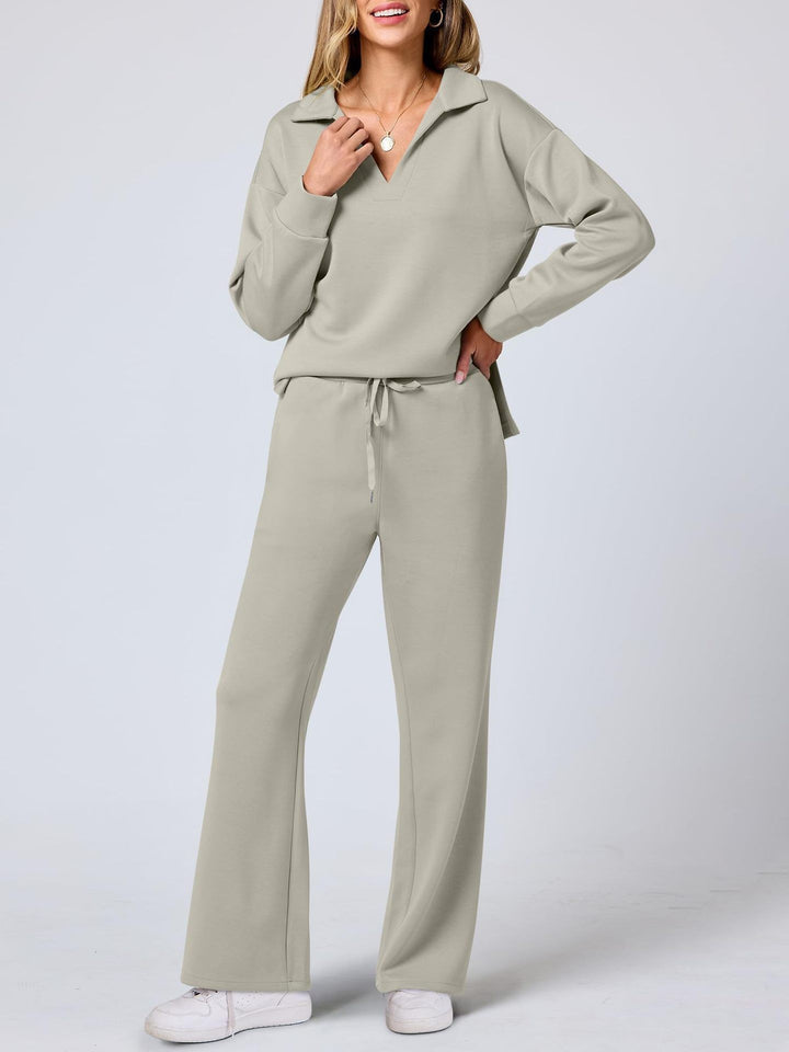 Women's loungewear in soft cotton blend with wide collar and wide leg Lune London