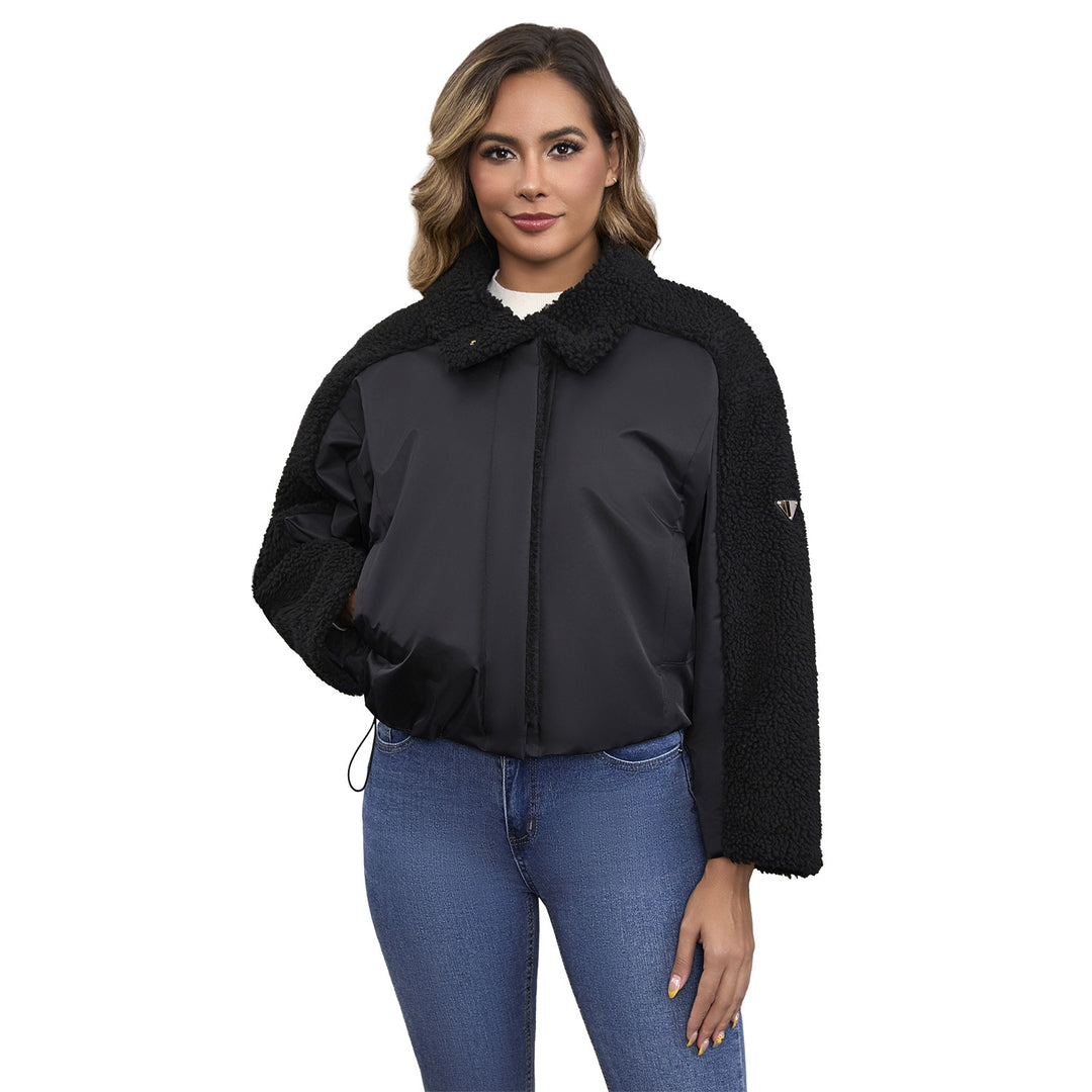 Ladies transitional jacket with fleece details and high collar Lune London