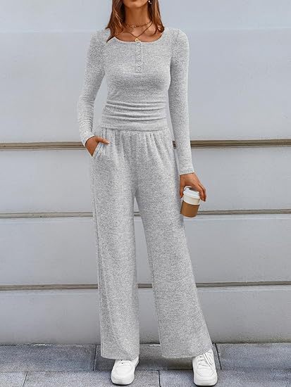Ladies Long Sleeve Lounge Set with Adjustable Waist Drawstring Lune London