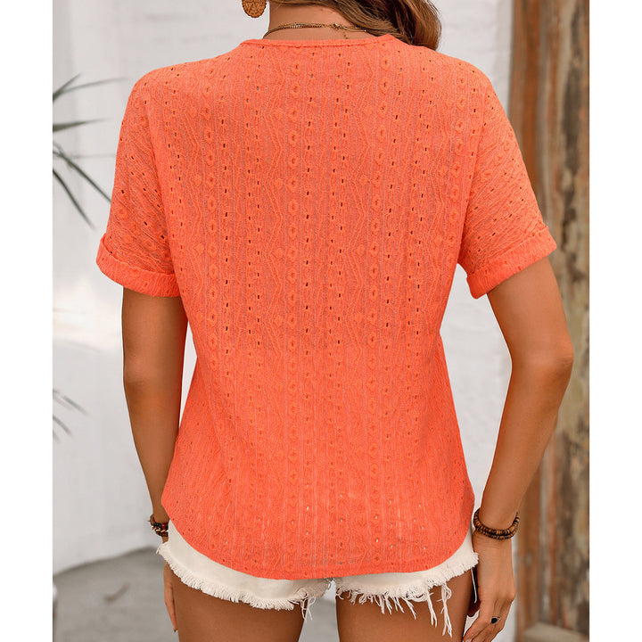 Short sleeve blouse for women with button closure and structured design Lune London