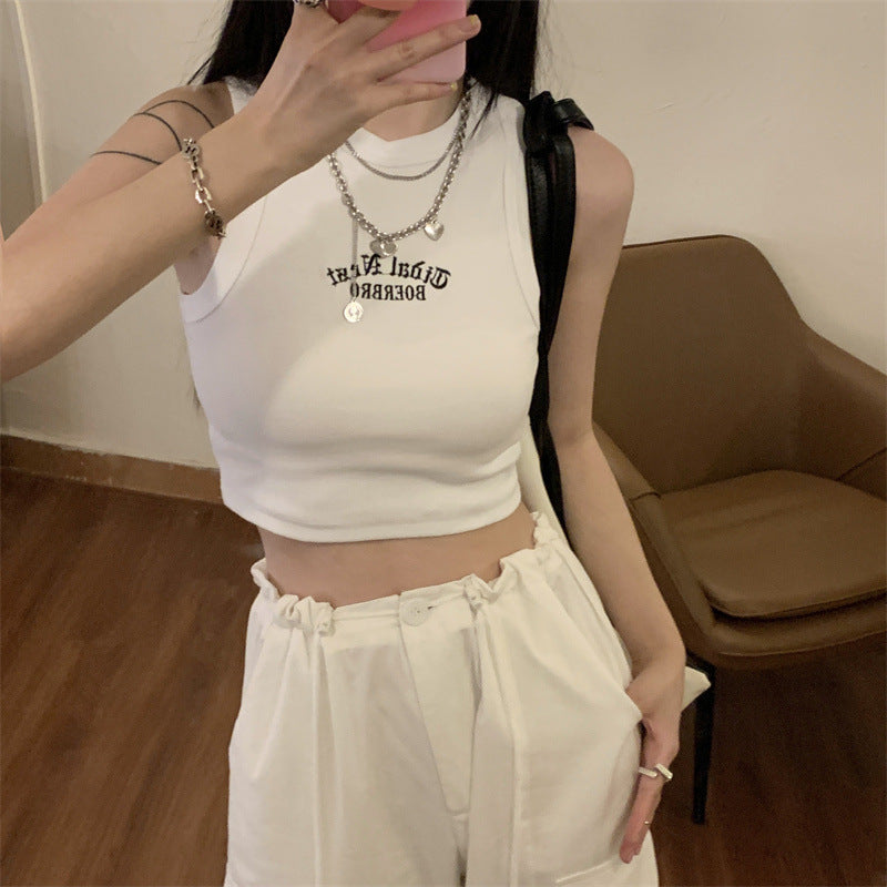 Women’s Crop Top with High Collar and Subtle Logo Lune London