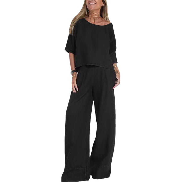 Lune London linen casual set for women with a loose top and palazzo pants