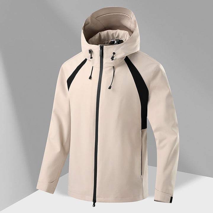 Multifunctional outdoor jacket for men with removable hood Lune London