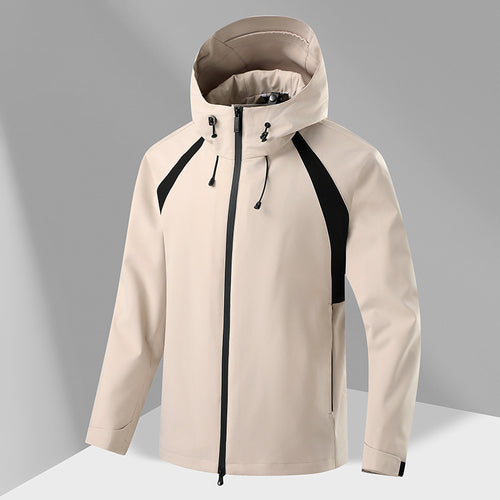 Multifunctional outdoor jacket for men with removable hood Lune London