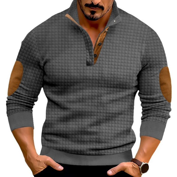 Men Structured Sweater with Leather Accents Lune London