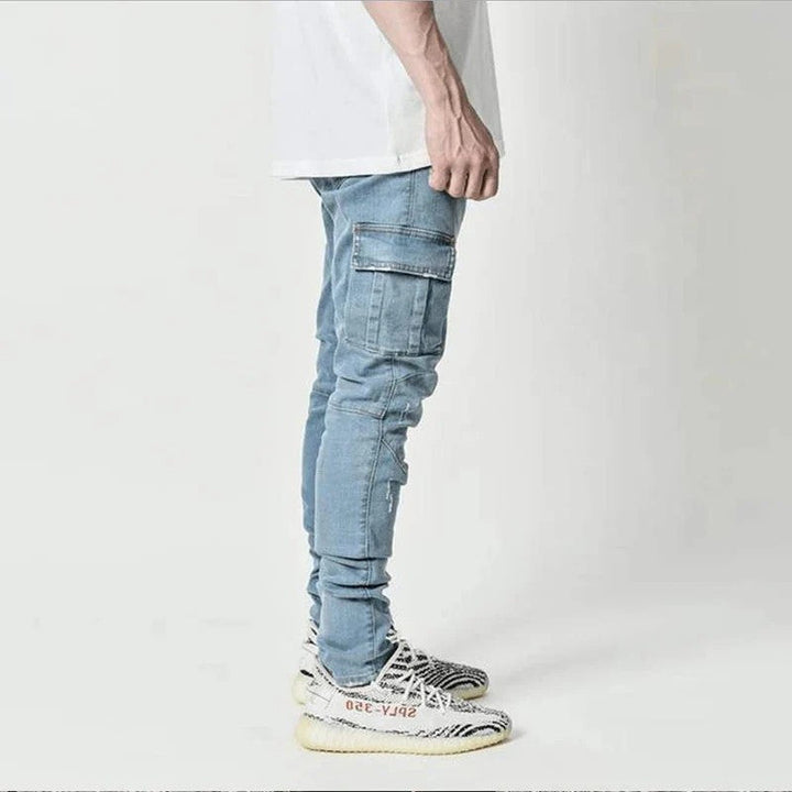 Men's Cargo Jeans with Multifunctional Pockets and Modern Slim-Fit Cut Chic Und Stil