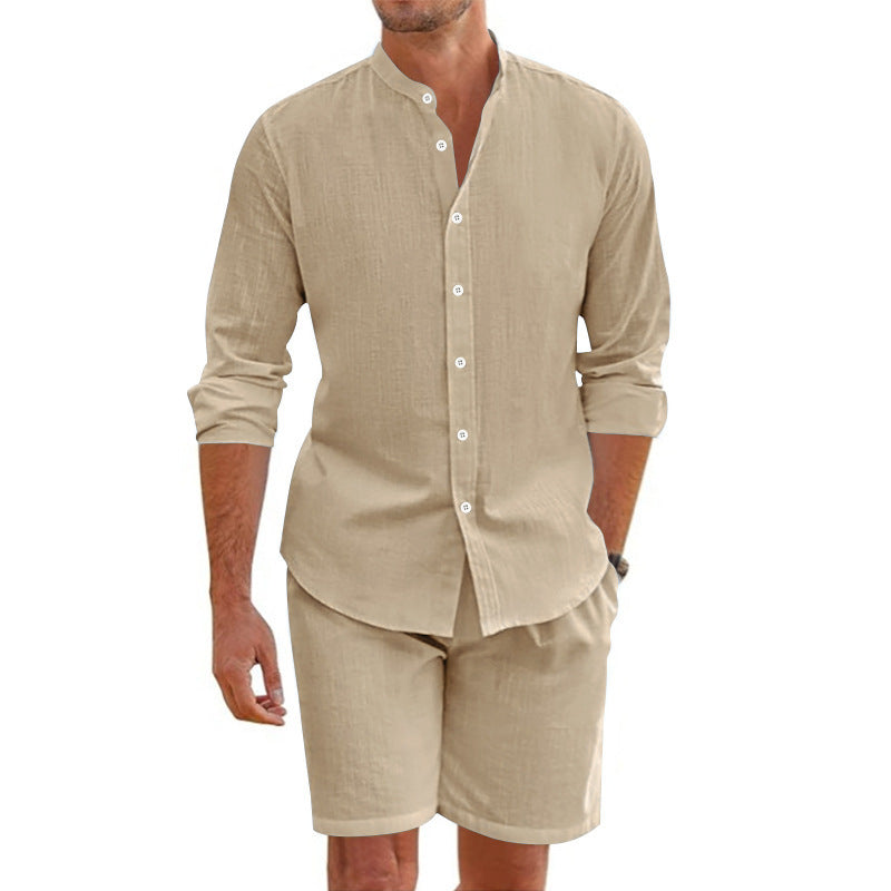 Casual shirt and shorts set for men in lightweight linen material Lune London