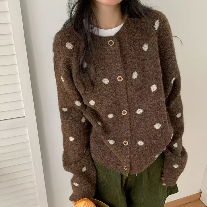 Pull en tricot confortable pour femmes avec motif à pois Chic & Stil