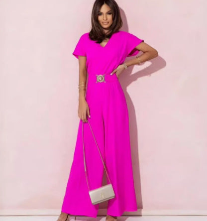 Ladies elegant jumpsuit with belt detail Lune London