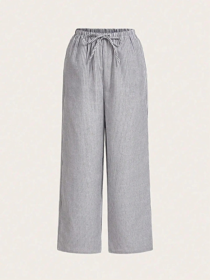 Wide striped pants for women with a comfortable elastic waistband Lune London
