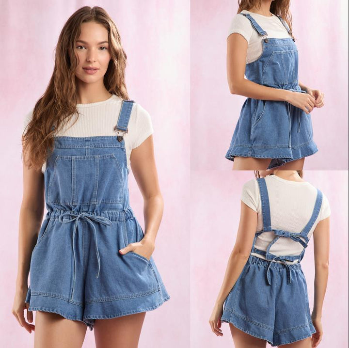 Ladies' denim overall with adjustable straps and waistband Lune London