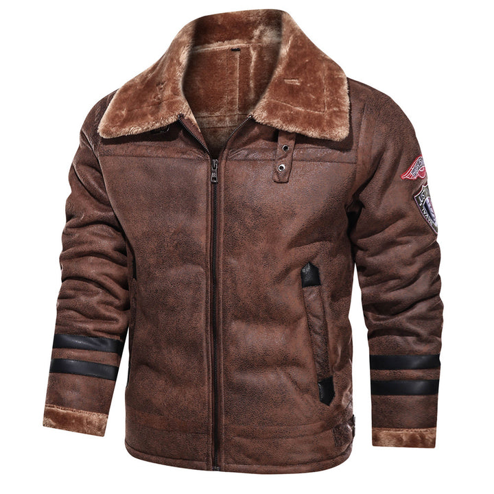 Pilot jacket for men in synthetic leather with warm lining Lune London