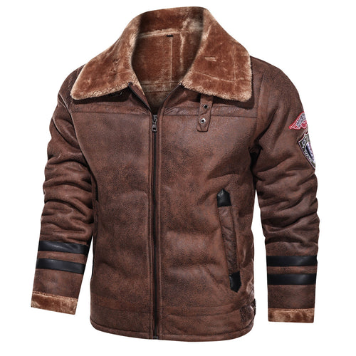 Pilot jacket for men in synthetic leather with warm lining Lune London
