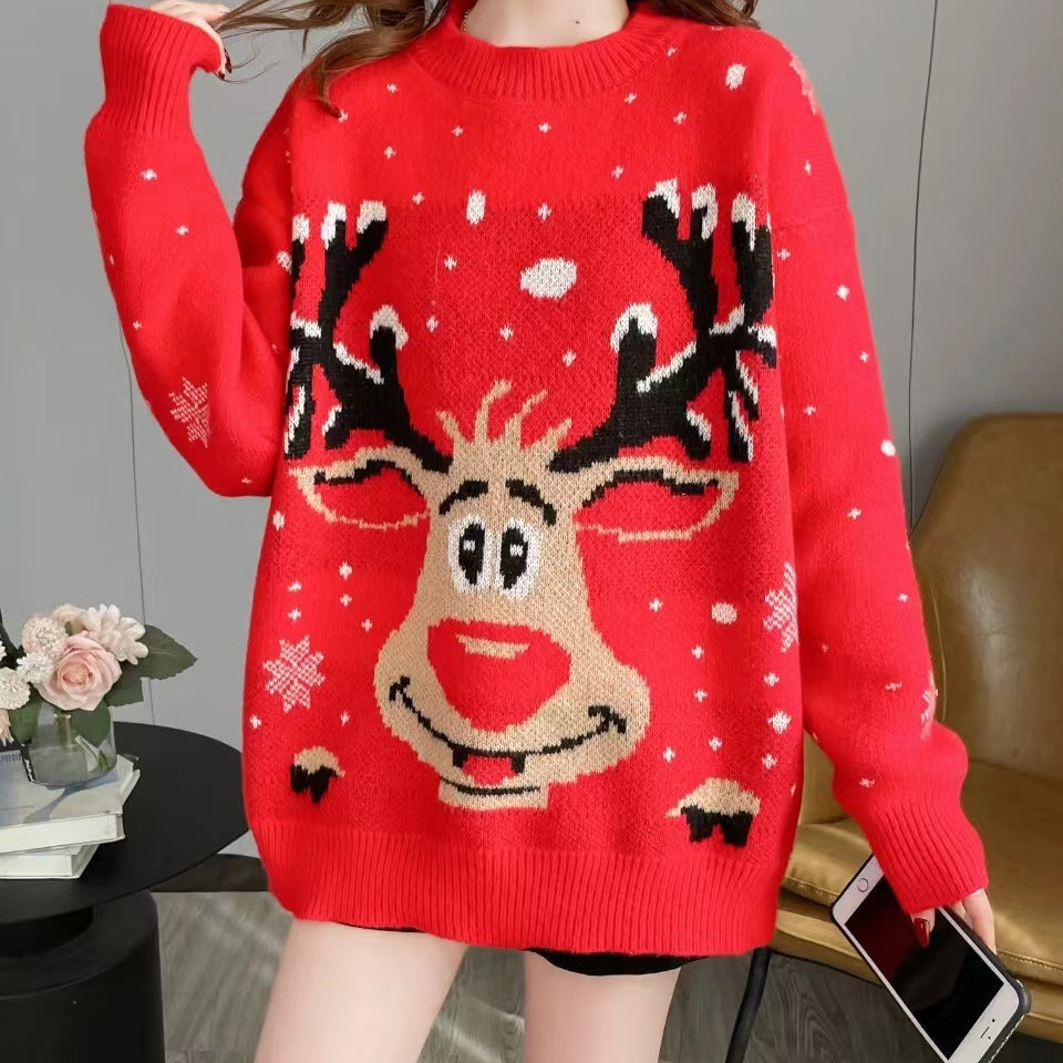 Christmas women's sweater with a unique reindeer pattern Lune London