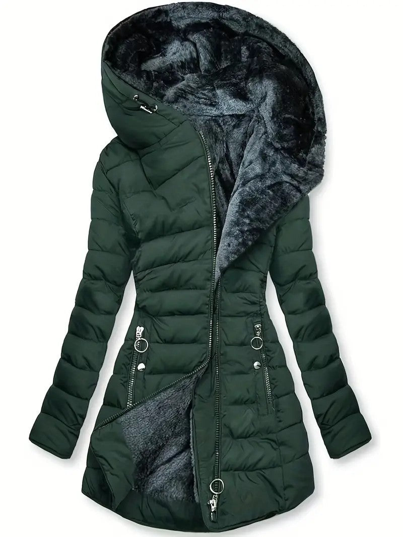 Ladies long winter coat with soft inner lining Lune London