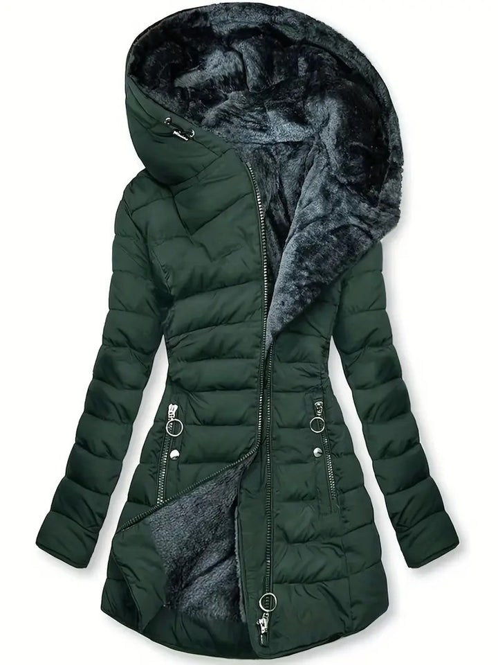 Ladies long winter coat with soft inner lining Lune London