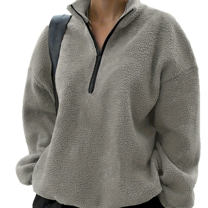 Cozy fleece sweater for ladies with a high collar and zipper Lune London