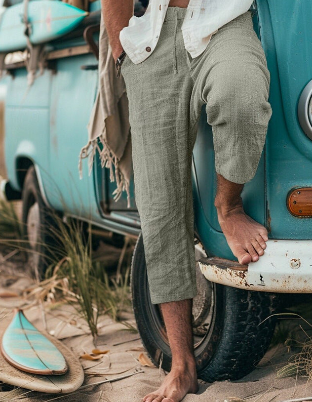 Chino pants for men with a relaxed fit and elastic waistband Lune London