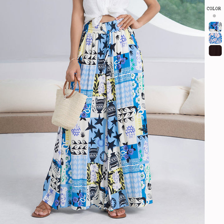 Women's maxi skirt with unique graphic pattern and elastic waistband Lune London