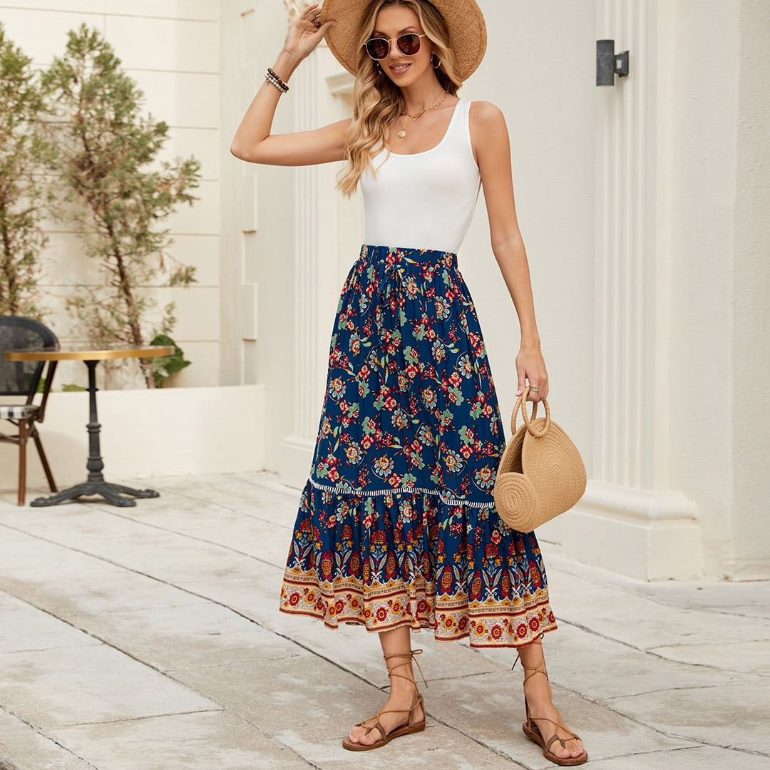 Women Bohemian Chic Floral Maxi Skirt and Style